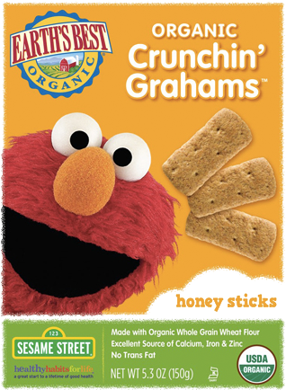 Earth's Best Organic Sesame Street Honey Crunchin' - Earth's Best Organic Honey Crunchin Grahams (600x540), Png Download