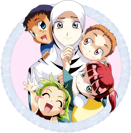 Muslim Anime My Lovelies - Baby And Muslim Mother Anime (602x642), Png Download