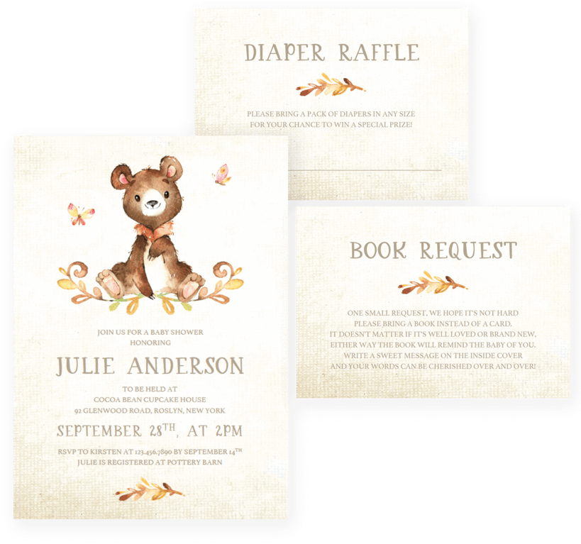 Bear Baby Shower Invitation Set Templates With Watercolor - Koala (819x1024), Png Download
