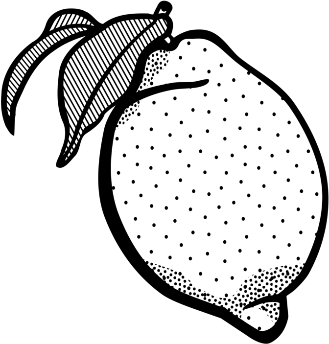 Lemon Juice Black And White Line Art Color - Lemon Line Art (703x750), Png Download
