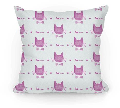 Pink Watercolor Cat Bow Tie Pattern Pillow - Bow Tie (484x484), Png Download