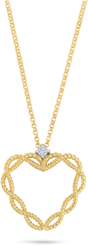 18k Yellow Gold Heart Pendant With Diamonds - Roberto Coin New Barocco Collection (700x700), Png Download