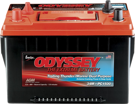 Odyssey Marine Battery - Odyssey 34m-pc1500st Trolling Thunder Marine Dual Purpose (525x363), Png Download