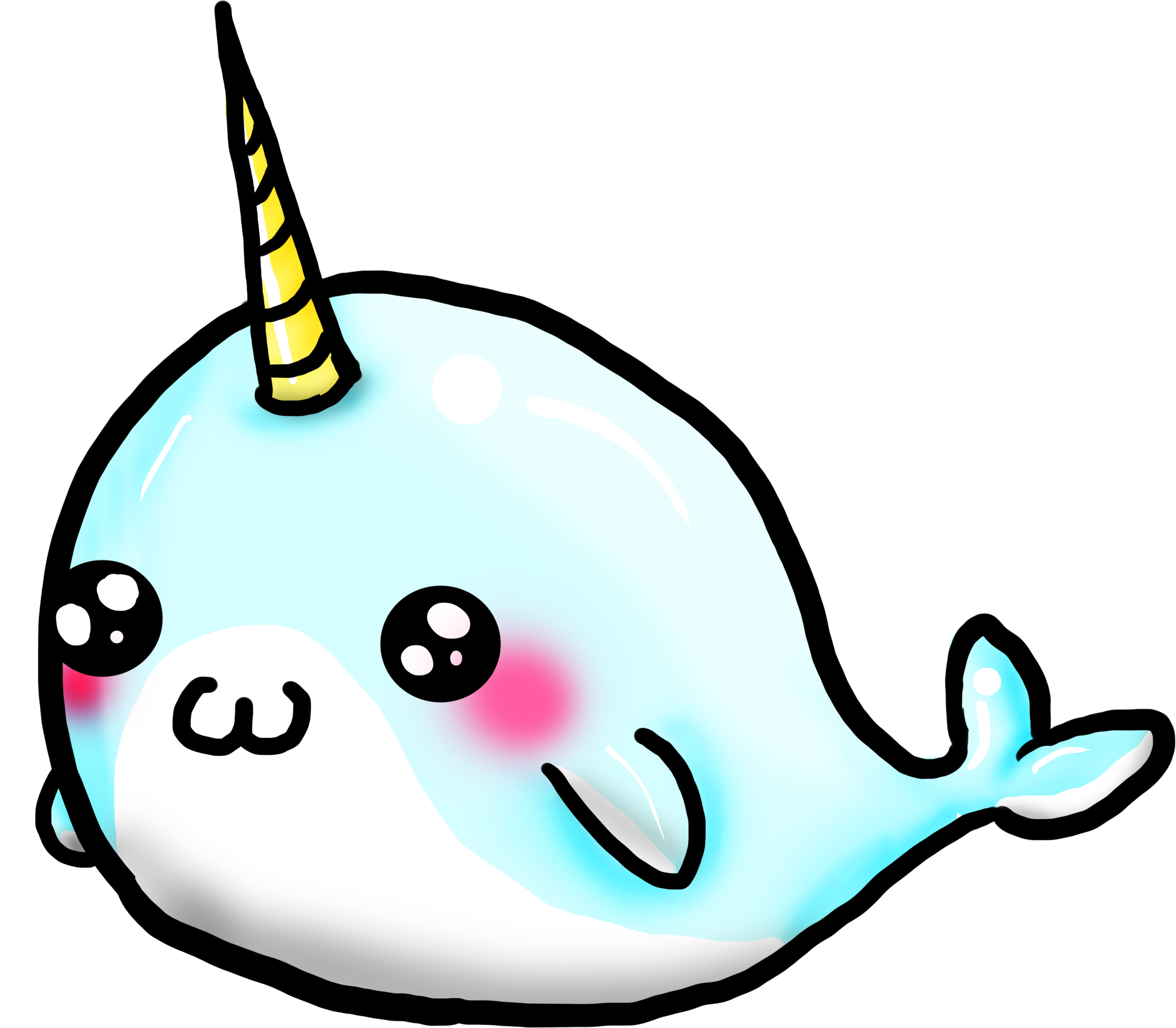 Drawn Narwhal Kawaii - Cartoon Narwhal (5467x4325), Png Download