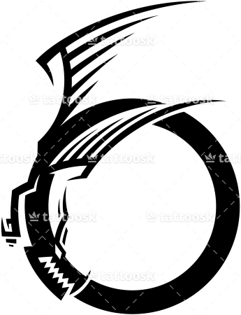 Tribal Dragon Ouroboros (345x450), Png Download