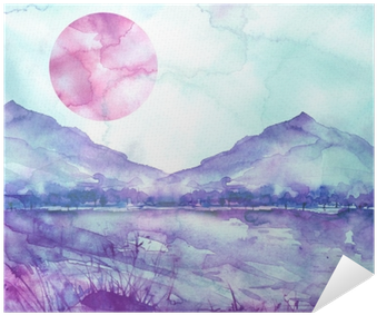 Watercolor Mountain Landscape, Blue, Purple Mountains, - Watercolor Mountains (400x400), Png Download