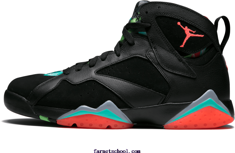 Mens Jordan Air Jordan 7 Retro 30th Shoes Black,infrared (1000x600), Png Download
