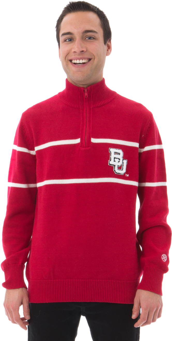 Boston University Men's Mock Ribbed Quarter Zip (900x1350), Png Download