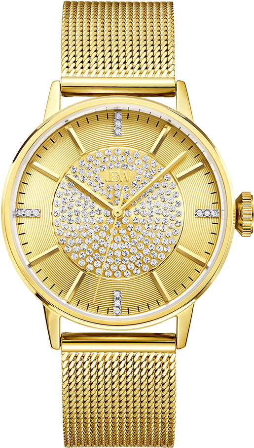Jbw Belle J6339a Gold Gold Diamond Watch Front V=1542234496 (1000x1000), Png Download