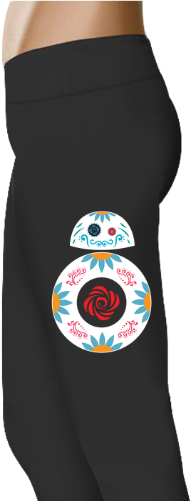 Bb-8 Sugar Skull Rose Heart High Waist Yoga Leggings (700x700), Png Download