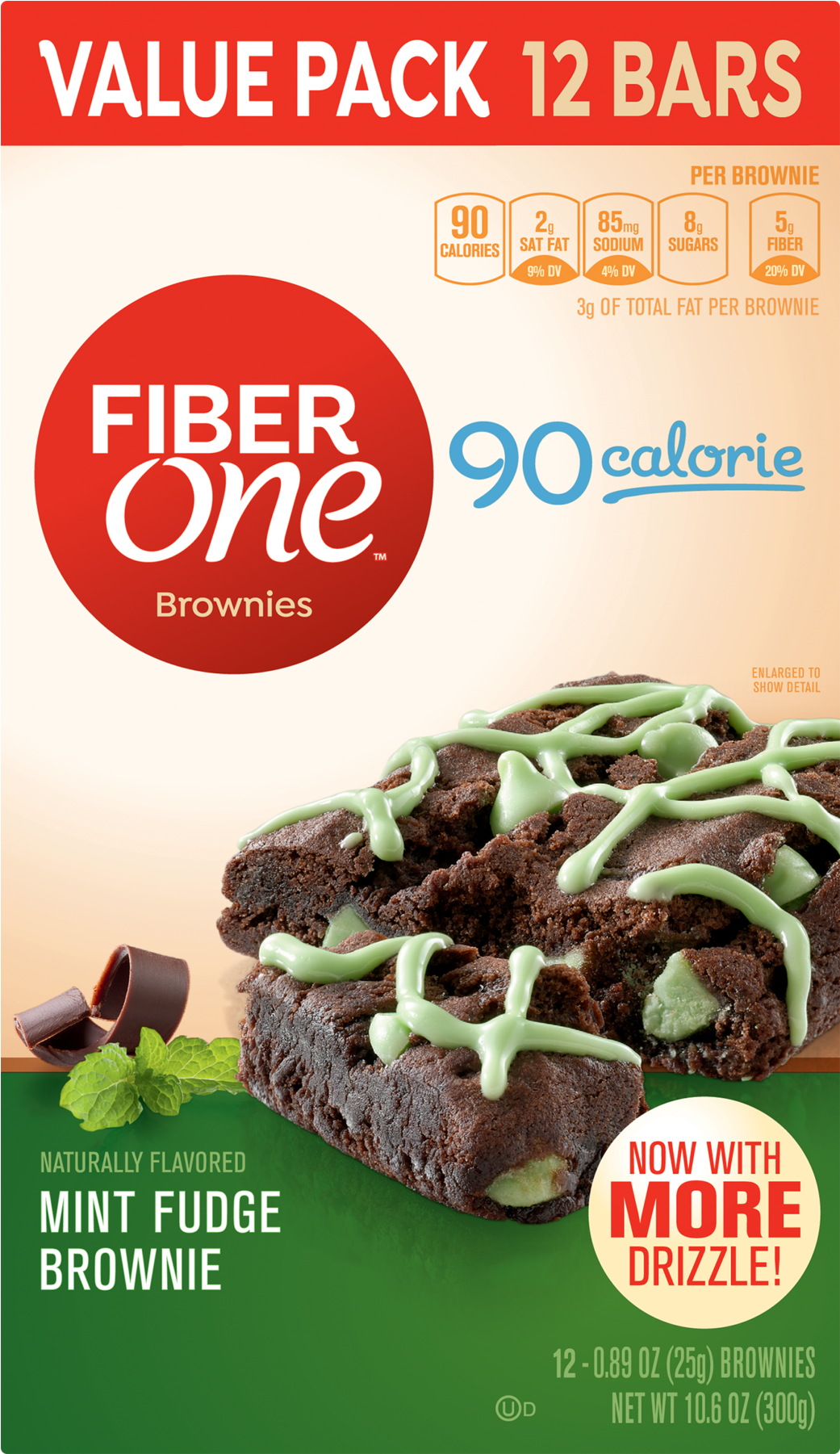 Fiber One Brownies, 90 Calorie Bar, Mint Fudge Brownie, (1800x1800), Png Download