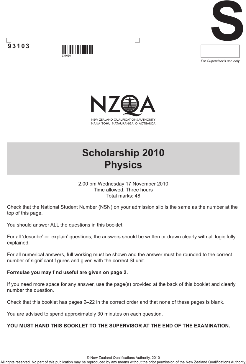 2010 Scholarship Physics (890x1233), Png Download