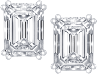 Emerald Cut Diamond Earrings (640x640), Png Download
