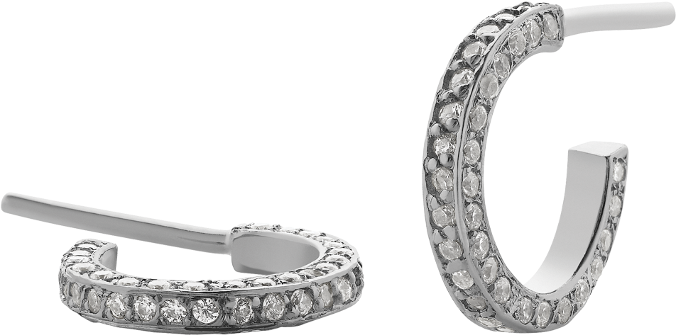 Box Hoop Earrings Triple Pave Medium (1920x1920), Png Download