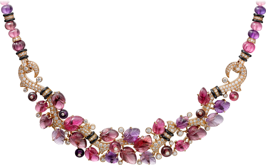 Necklace With Engraved Stonespink Gold, Rubellites, (1024x635), Png Download