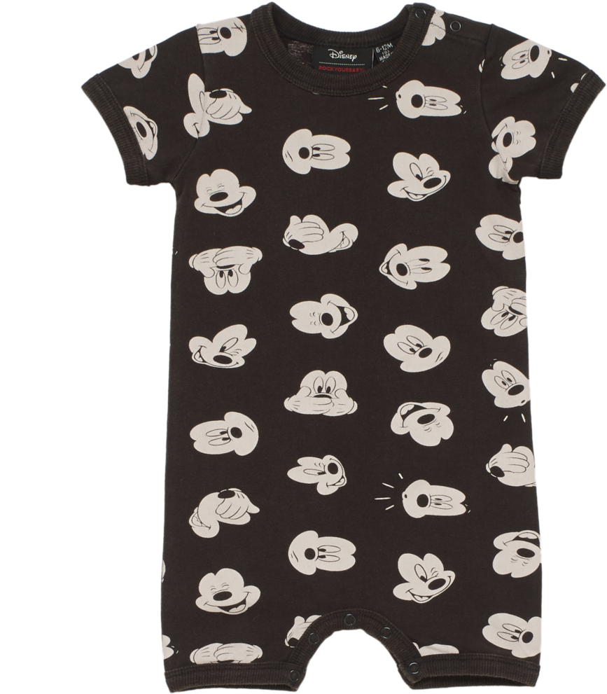 Rock Your Baby Mickey Visage Ss Playsuit (1000x1250), Png Download