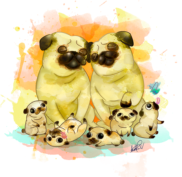 Ilustration On Behance Dog Emoji, Pug Cartoon, Pug (600x606), Png Download