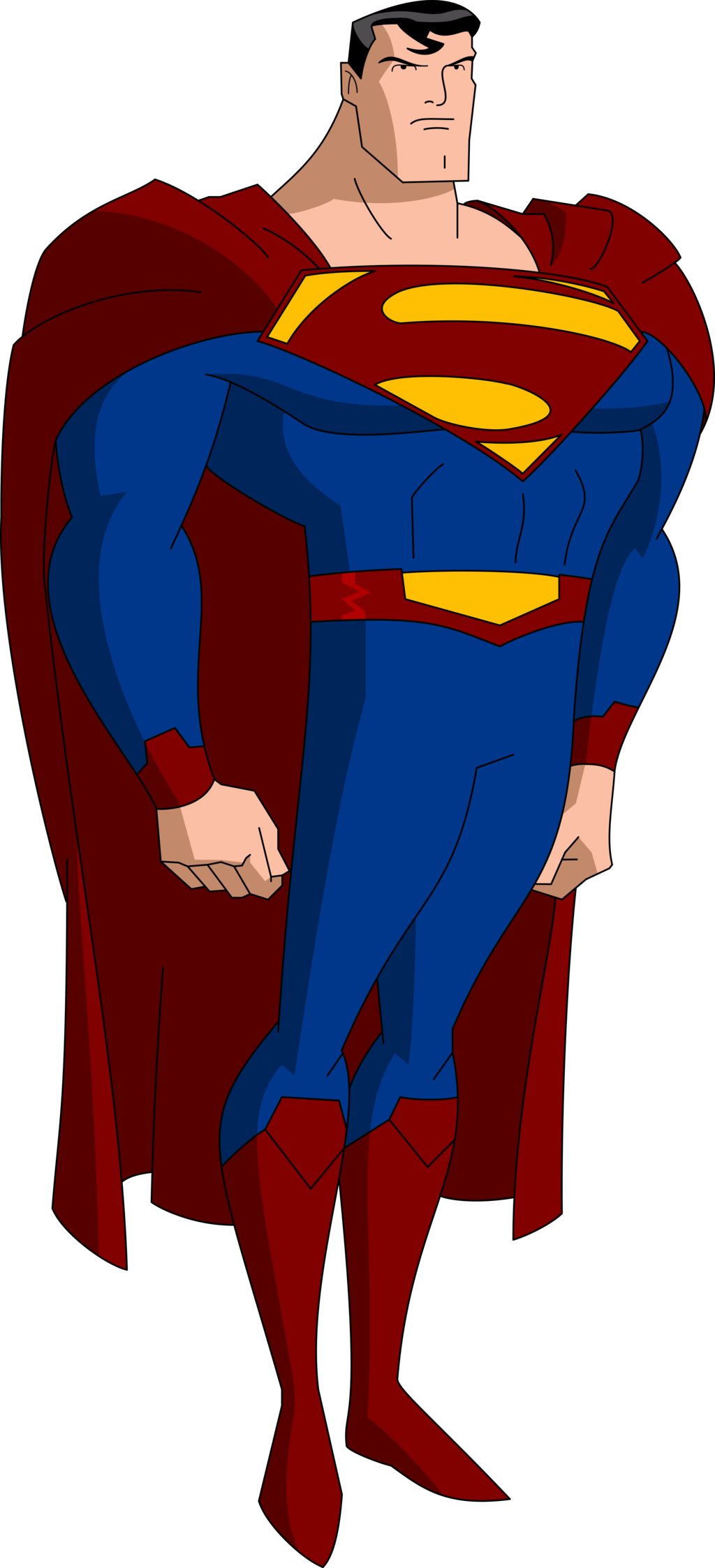 Superman Clipart Superman Clipart - Justice League Cartoon Superman (1024x2247), Png Download