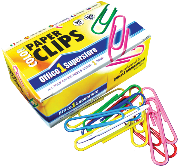 O1s Color Paper Clips 50mm, 100 Pcs/box - Paper Clip With Box (600x552), Png Download