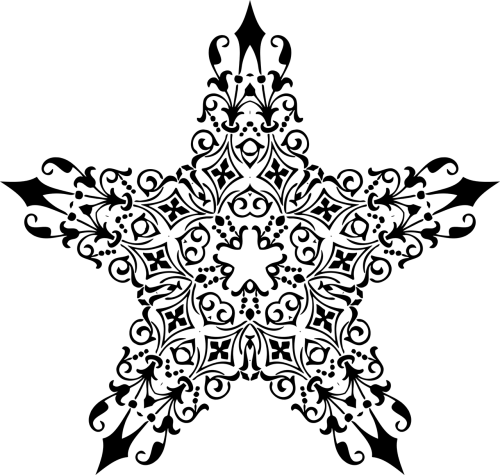 Decorative Star Black And White (500x475), Png Download