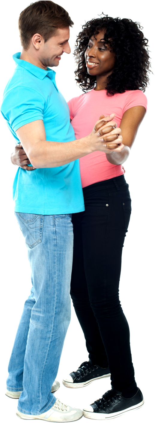 Caucasian Man In Teal Shirt Smiles At His African American (1000x1516), Png Download