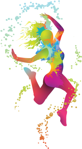 Color-dancer - Dancing Girl With Colorful Splashes Png (595x595), Png Download