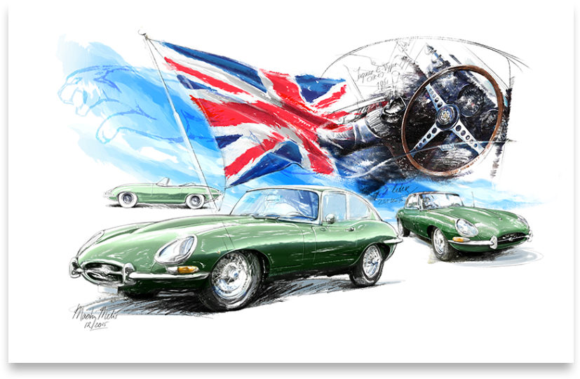 Jaguar E-type (880x563), Png Download