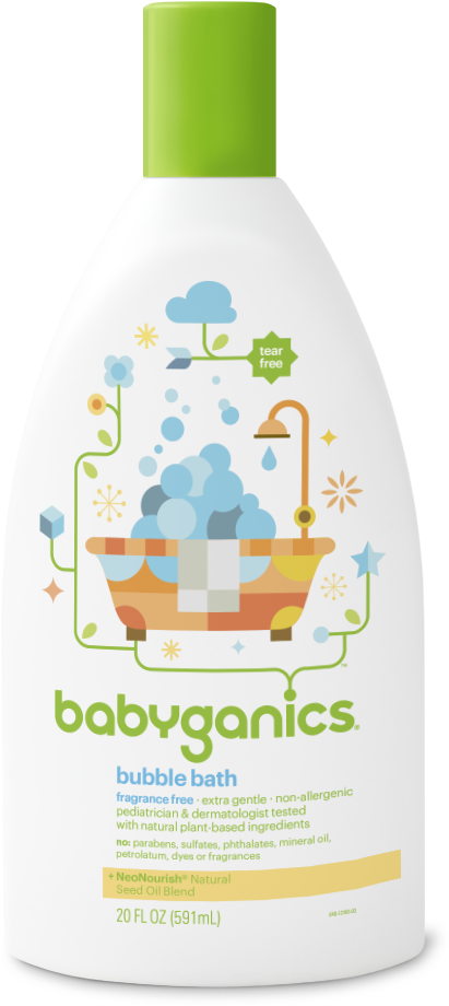 Bubble Bath Fragrance Free - Babyganics Baby Bubble Bath With Shampoo & Body (1200x1200), Png Download