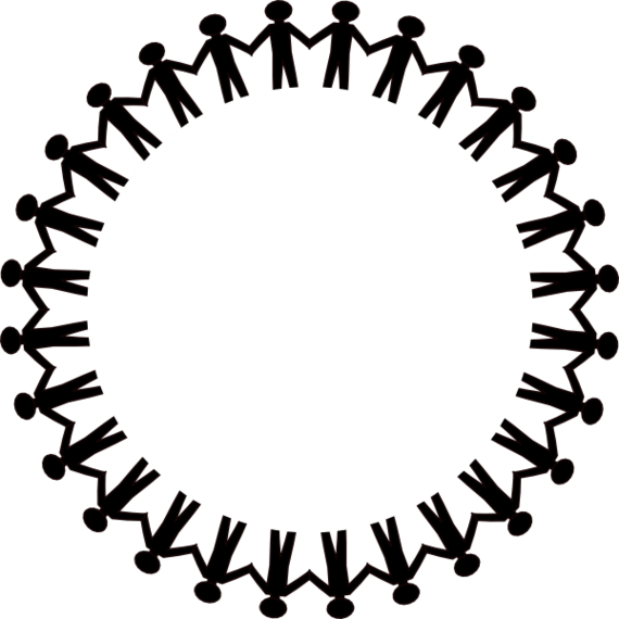Clipart Circle Borders - Silhouette People Holding Hands (570x570), Png Download
