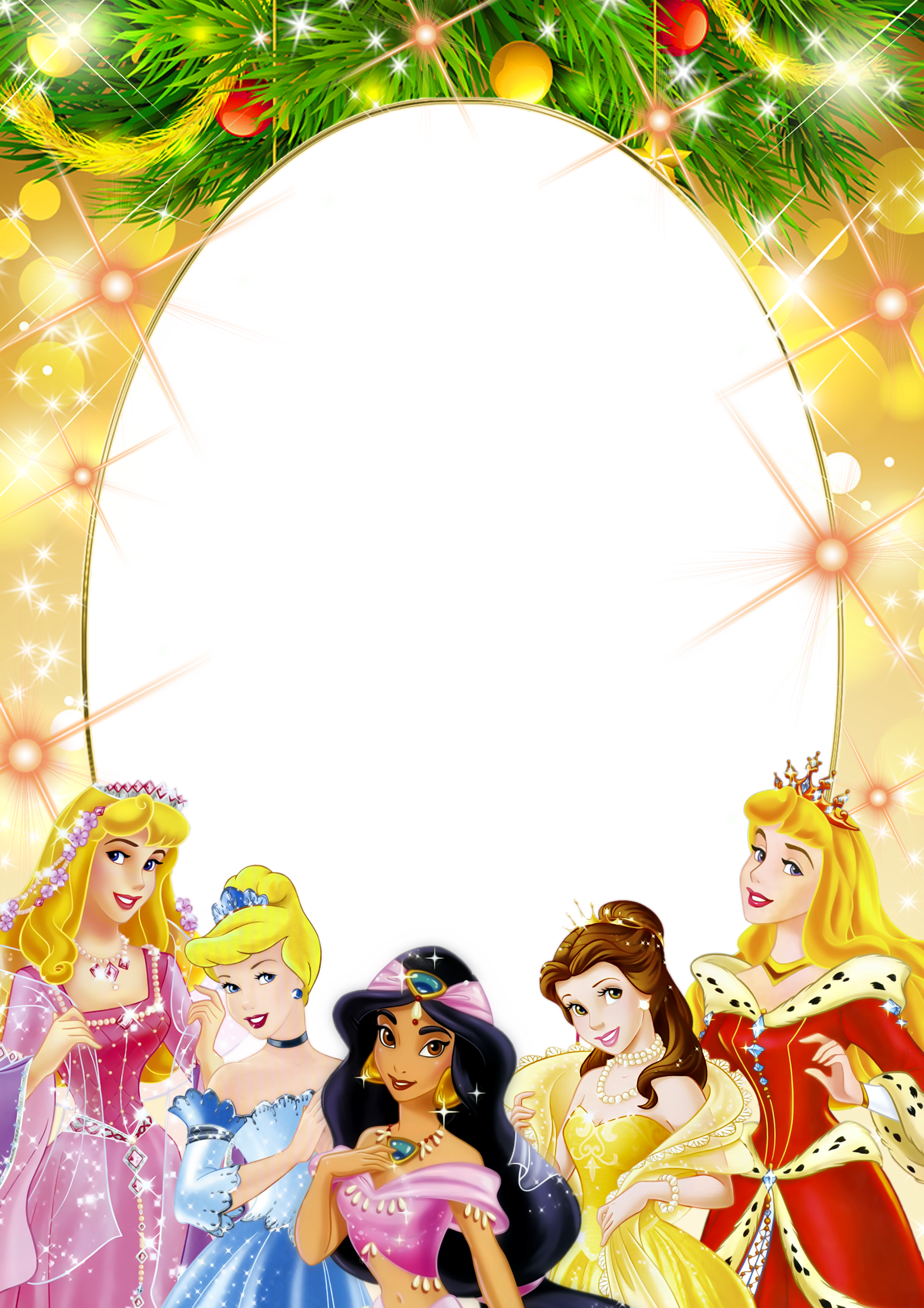 Frame Clipart Disney Princess - Princess Birthday Frame Png (2000x2830), Png Download
