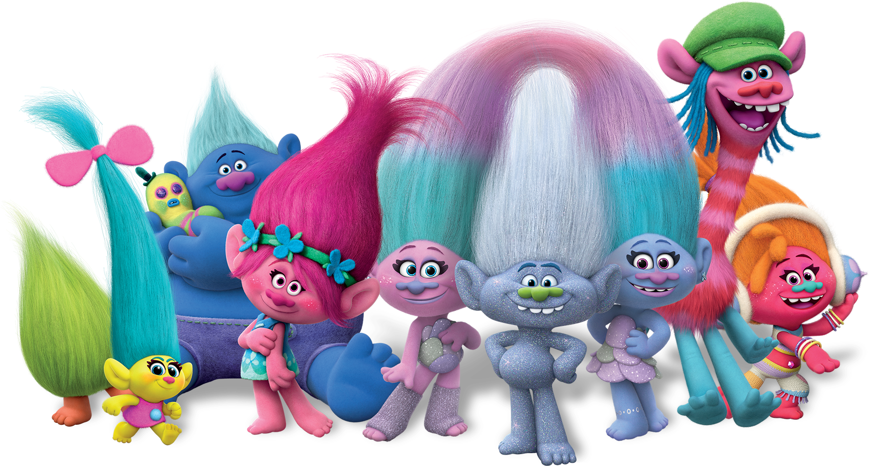 Lessstress Dreamworks Trolls Movie Toy 3 Inches Tall, (1760x952), Png Download