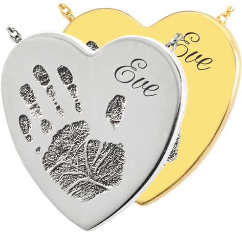 Wholesale Baby Handprint Heart Jewelry - Handprint Heart Slider Sterling Silver Cremation Pendant (500x500), Png Download