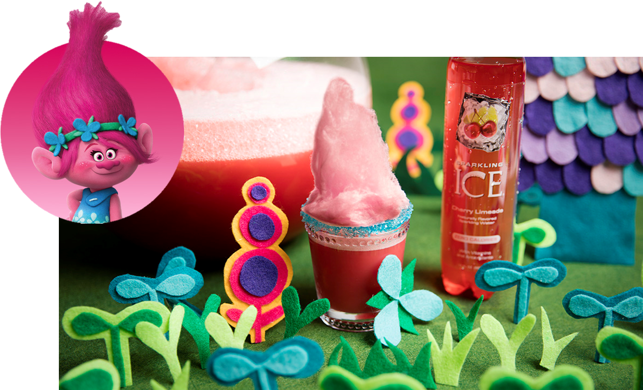 Poppy Sherbet Punch - 1 Pcs Princess Poppy Trolls Pink Or Blue Hair Bows (1288x823), Png Download