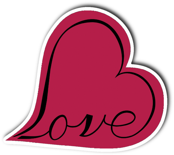Love Heart 3" X 4" Die Cut Vinyl Sticker - Sticker (600x600), Png Download