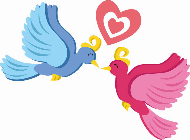 Love Birds Png Photo - Love Bird Cartoon (650x479), Png Download