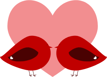Red Valentine Love Birds - Love Birds Transparent Background (409x294), Png Download