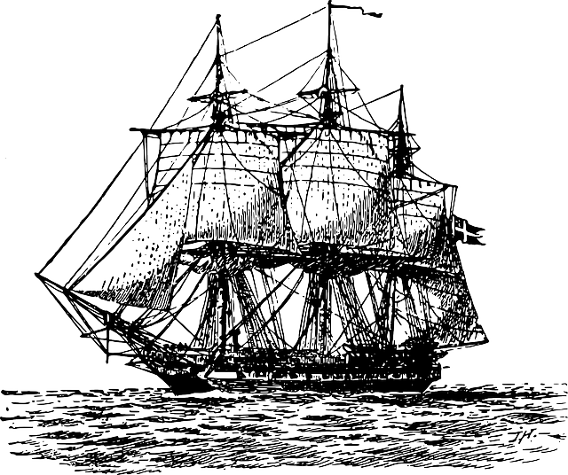 Frigate, Maritime, Sailing, Ship, Sailing Boat - Old Ship Clip Art (640x536), Png Download