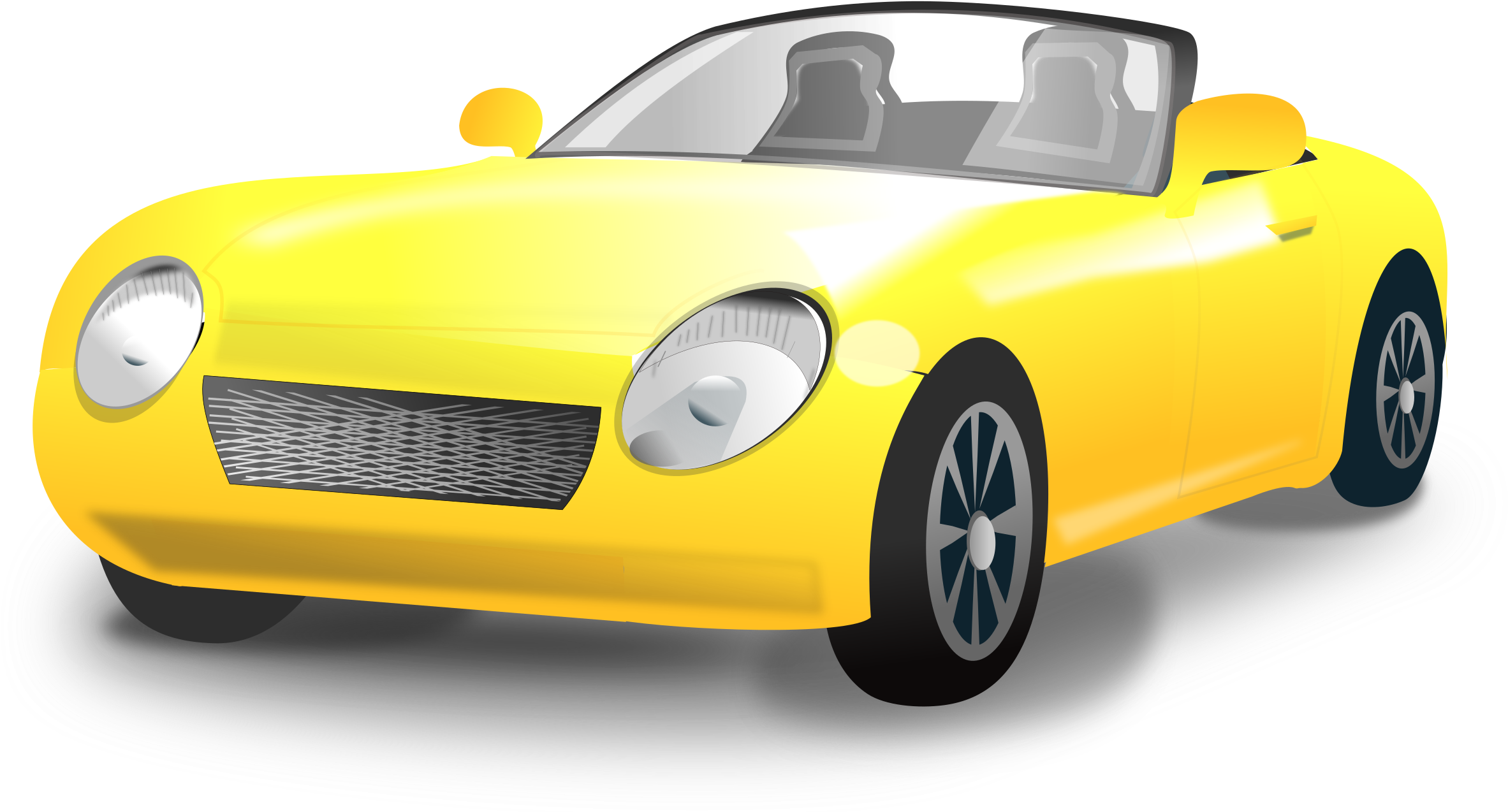 Yellow Convertible Sports Car - Yellow Car Png (800x425), Png Download