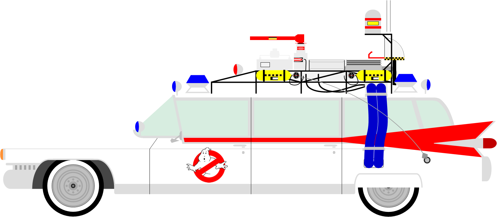 Ghostbusters Ecto-1 Ambulance Clipart - Ghostbusters (1652x721), Png Download