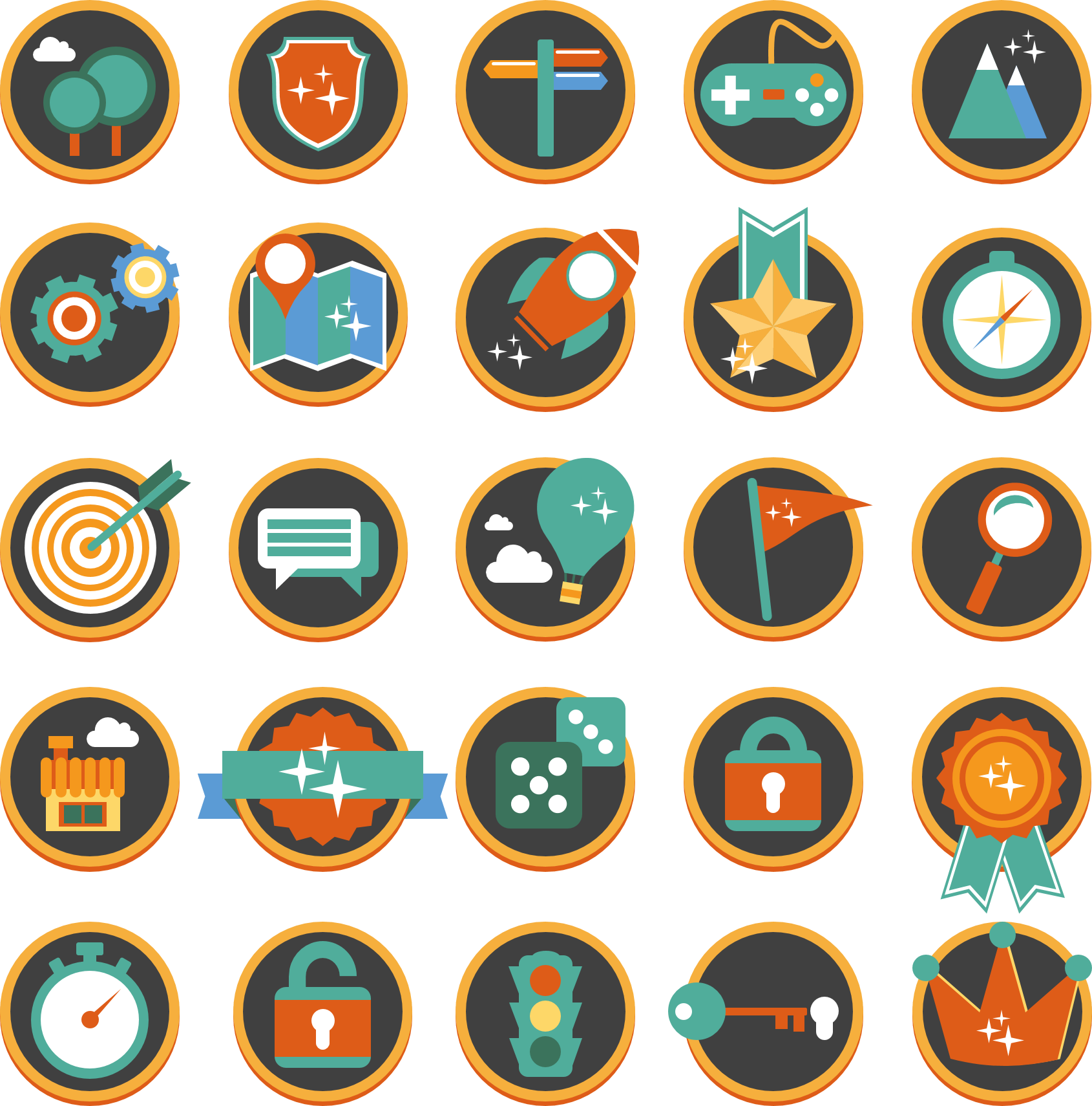 Flat Gamification Icons (1690x1710), Png Download