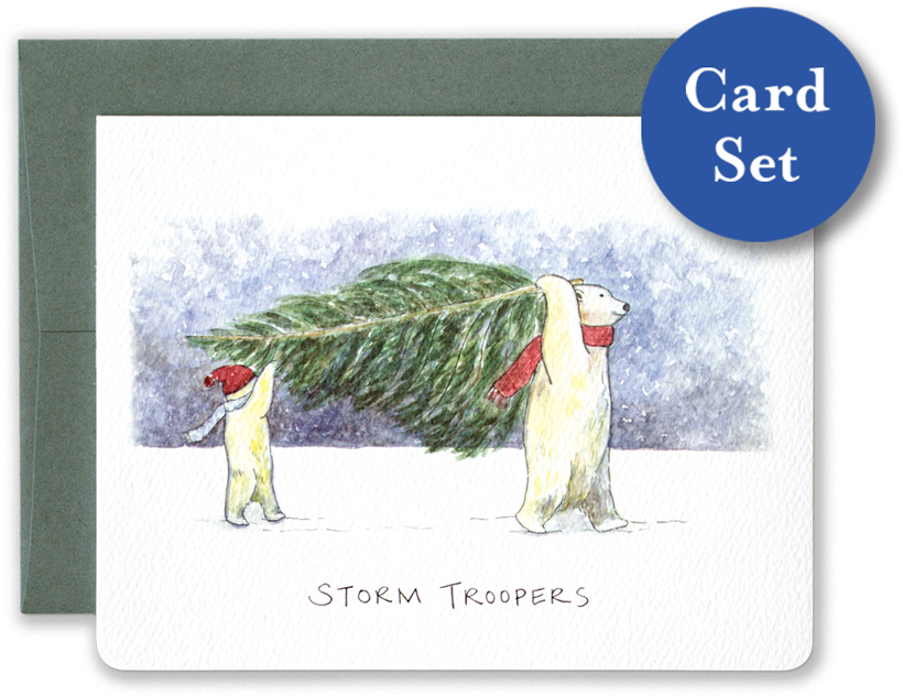 Polar Bear Holiday Greeting Card (996x748), Png Download