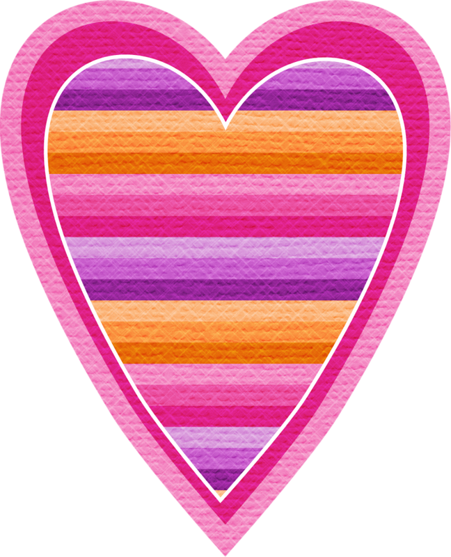 Striped Pink, Orange, Purple ~ Heart (648x800), Png Download