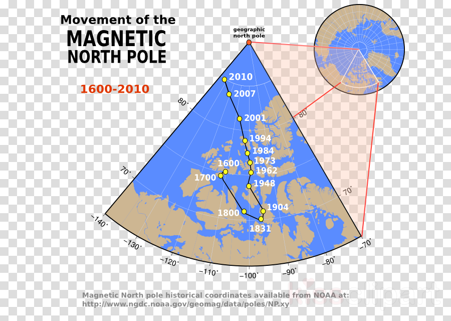 Magnetic North Pole Movement Clipart North Magnetic (900x640), Png Download
