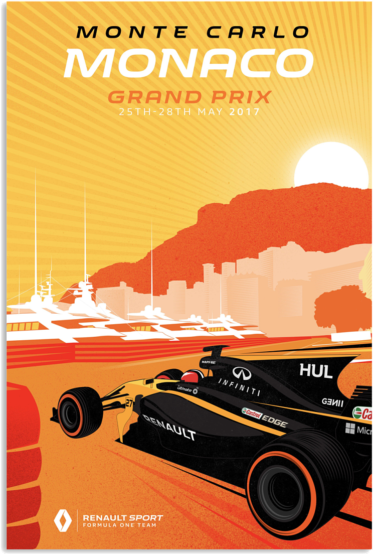 Monte Carlo Grand Prix Renault Car Racing Poster (900x1125), Png Download