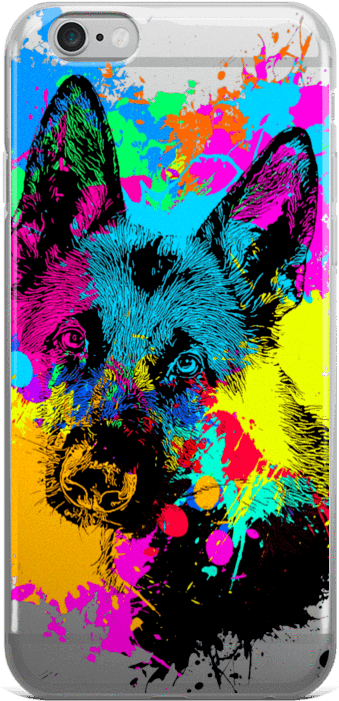 German Shepherd Colorful Splash Paint Iphone 6/6s Case (1000x1000), Png Download
