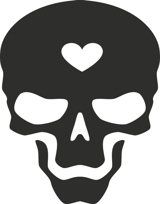 Sticker Skull Heart (551x700), Png Download