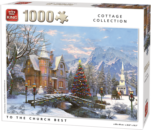 1000 Piece Cottage Jigsaw Puzzle To The Church Best (640x558), Png Download