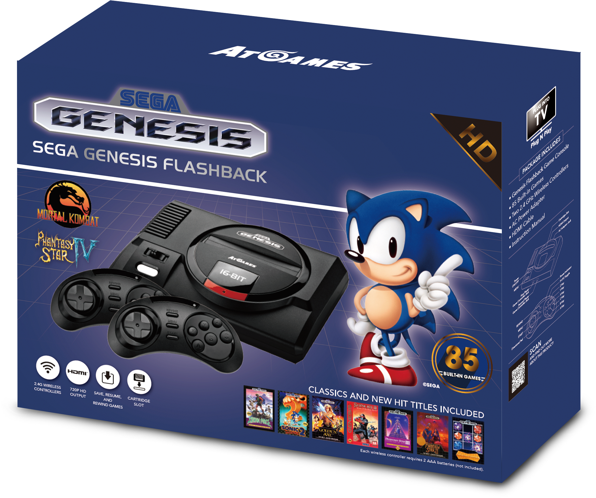 Sega Genesis Flashback, Black, Fb3680 - Atgames Sega Genesis Flashback (2362x2104), Png Download