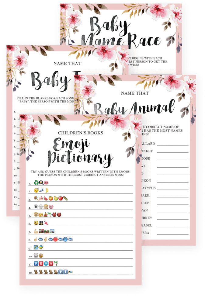 Watercolor Elephant Baby Shower Game Package, Six Printable - Calligraphy (819x1024), Png Download