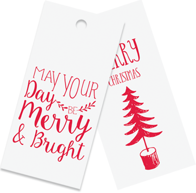 Gift Tag White And Red Merry And Bright Pack Of - Red (400x395), Png Download